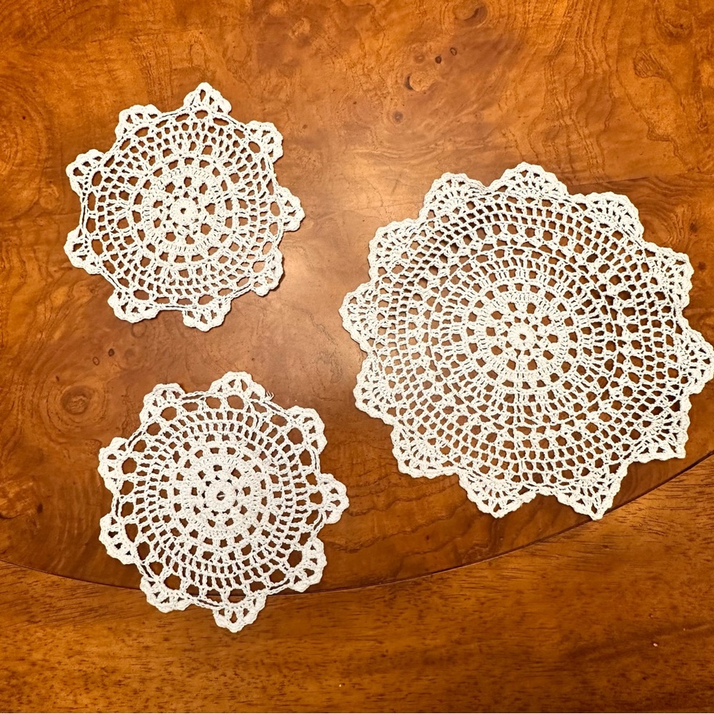 Set of 3 hand crochet dollies